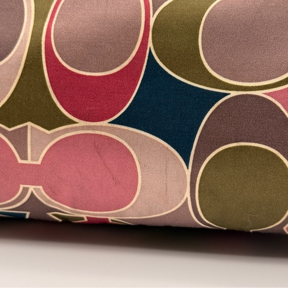 Coach Signature Multi-Color Satin Tote Bag with Metallic Gold Trim Shoulder Bag - Picture 5 of 16